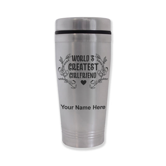 Commuter Travel Mug, World's Greatest Girlfriend, Personalized Engraving Included