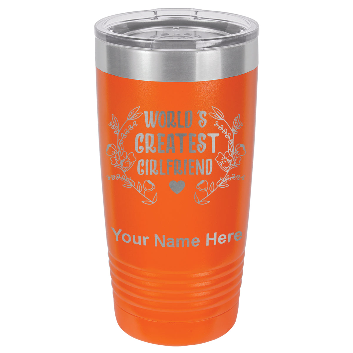 20oz Vacuum Insulated Tumbler Mug, World's Greatest Girlfriend, Personalized Engraving Included