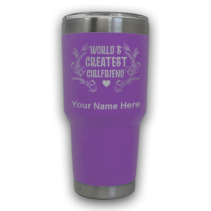 LaserGram 30oz Tumbler Mug, World's Greatest Girlfriend, Personalized Engraving Included