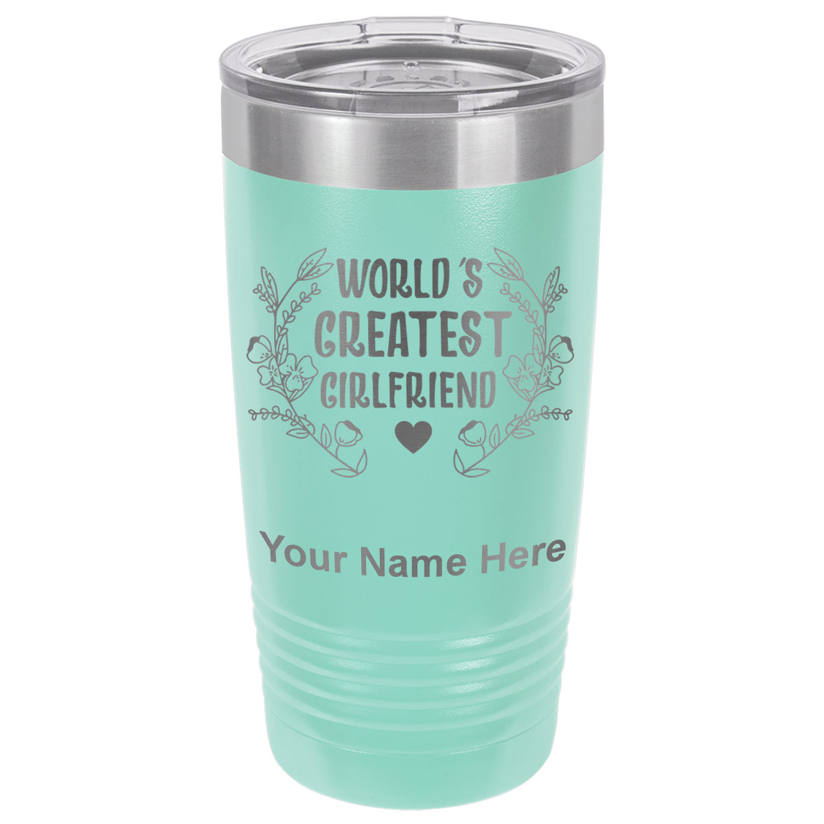 20oz Vacuum Insulated Tumbler Mug, World's Greatest Girlfriend, Personalized Engraving Included