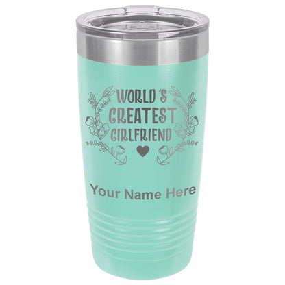 20oz Vacuum Insulated Tumbler Mug, World's Greatest Girlfriend, Personalized Engraving Included