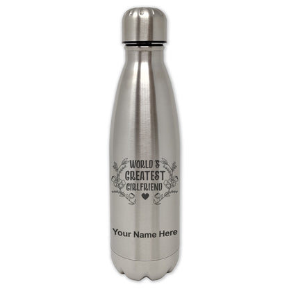 LaserGram Single Wall Water Bottle, World's Greatest Girlfriend, Personalized Engraving Included