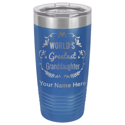 20oz Vacuum Insulated Tumbler Mug, World's Greatest Granddaughter, Personalized Engraving Included