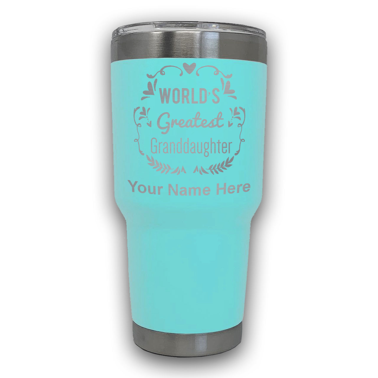 LaserGram 30oz Tumbler Mug, World's Greatest Granddaughter, Personalized Engraving Included
