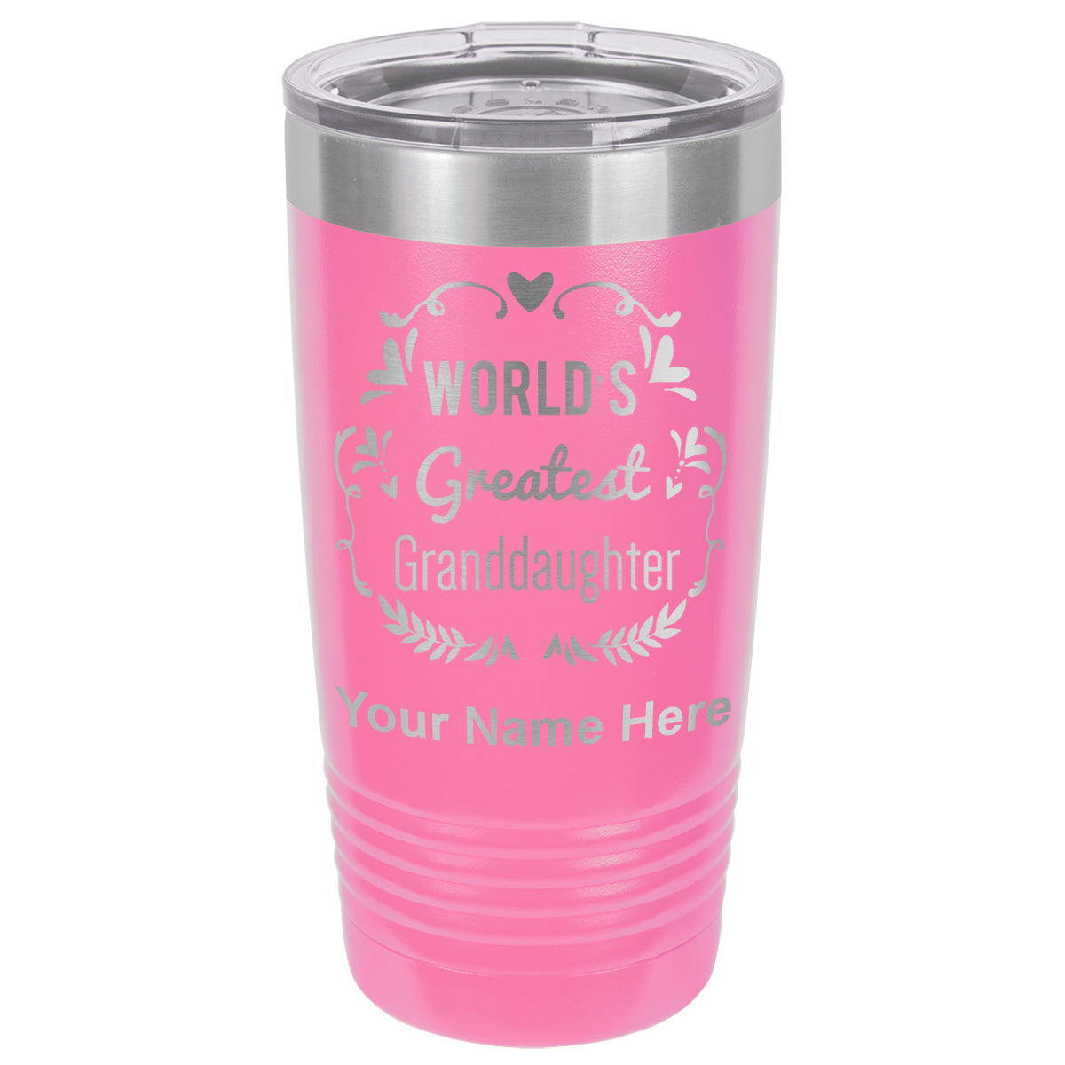 20oz Vacuum Insulated Tumbler Mug, World's Greatest Granddaughter, Personalized Engraving Included