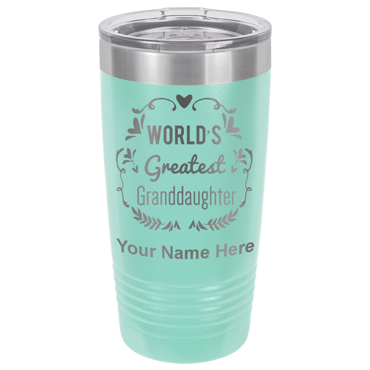 20oz Vacuum Insulated Tumbler Mug, World's Greatest Granddaughter, Personalized Engraving Included
