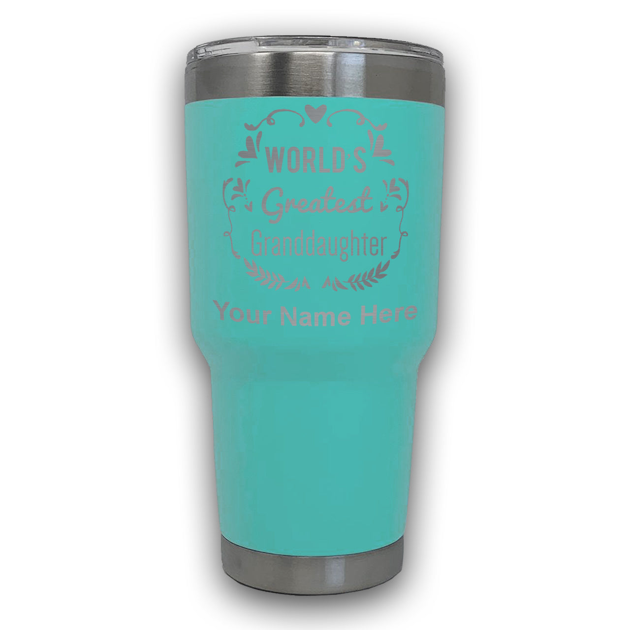 LaserGram 30oz Tumbler Mug, World's Greatest Granddaughter, Personalized Engraving Included