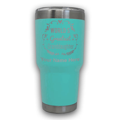 LaserGram 30oz Tumbler Mug, World's Greatest Granddaughter, Personalized Engraving Included