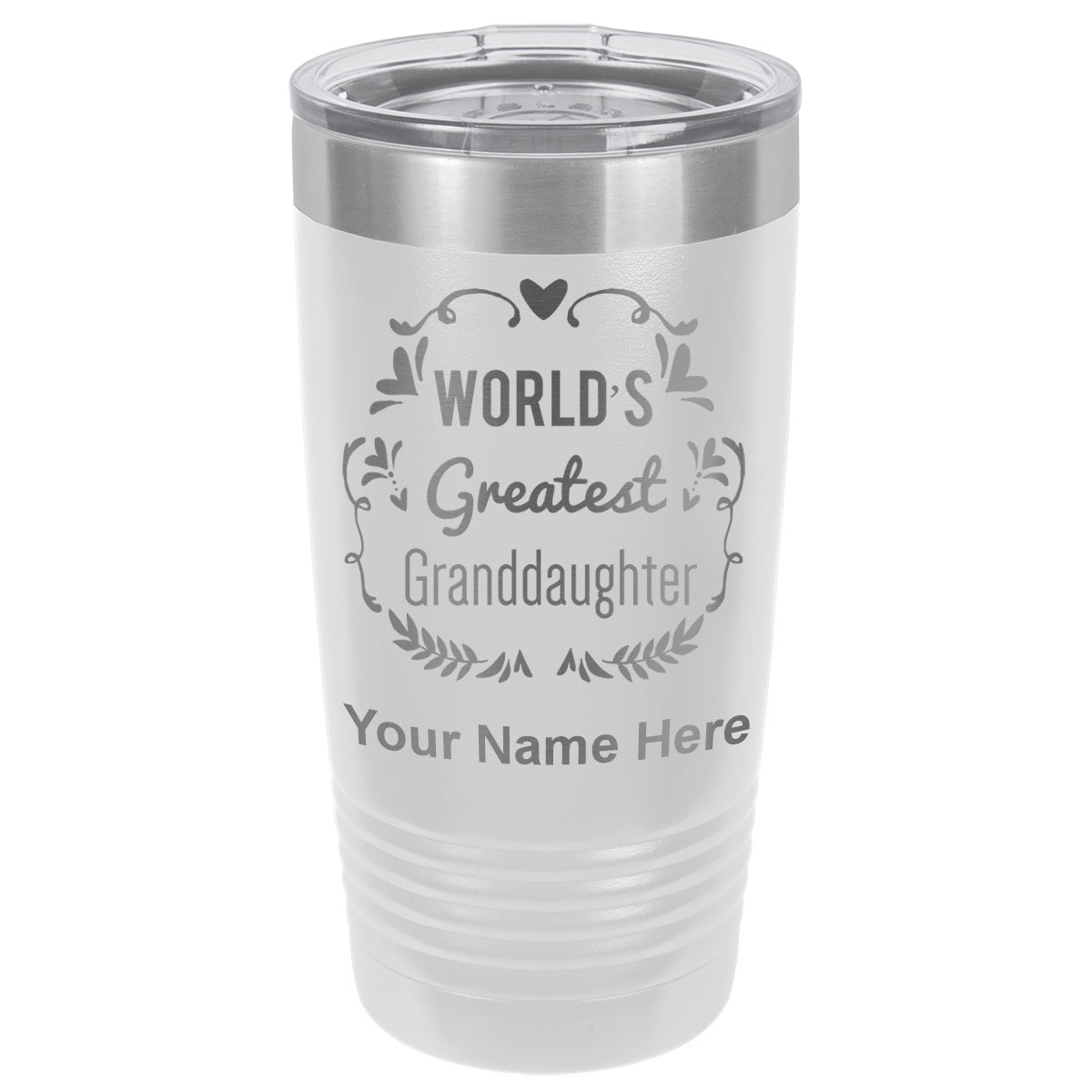 20oz Vacuum Insulated Tumbler Mug, World's Greatest Granddaughter, Personalized Engraving Included