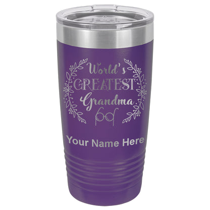 20oz Vacuum Insulated Tumbler Mug, World's Greatest Grandma, Personalized Engraving Included