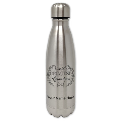 LaserGram Single Wall Water Bottle, World's Greatest Grandma, Personalized Engraving Included