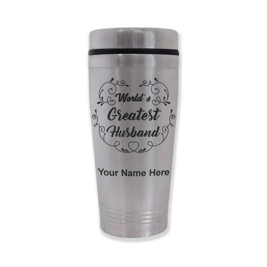 Commuter Travel Mug, World's Greatest Husband, Personalized Engraving Included