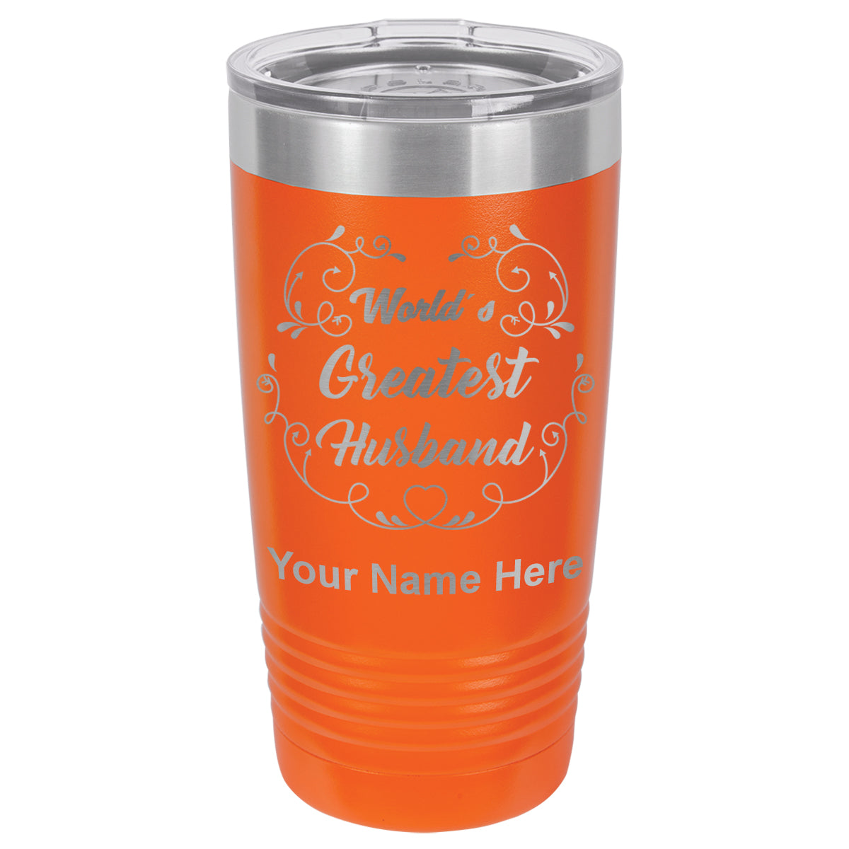 20oz Vacuum Insulated Tumbler Mug, World's Greatest Husband, Personalized Engraving Included