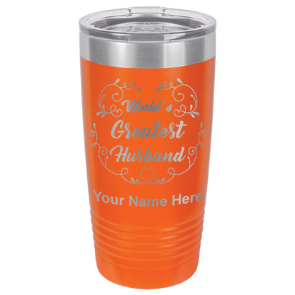 20oz Vacuum Insulated Tumbler Mug, World's Greatest Husband, Personalized Engraving Included