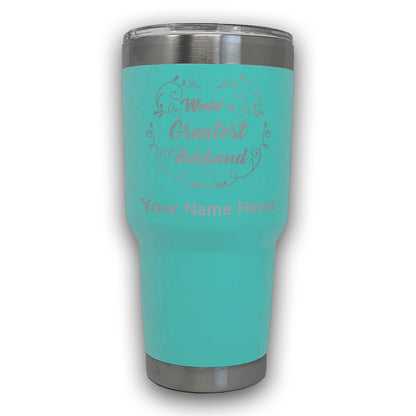 LaserGram 30oz Tumbler Mug, World's Greatest Husband, Personalized Engraving Included