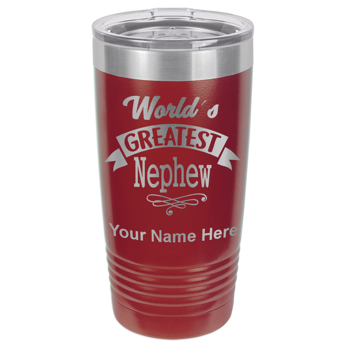 20oz Vacuum Insulated Tumbler Mug, World's Greatest Nephew, Personalized Engraving Included