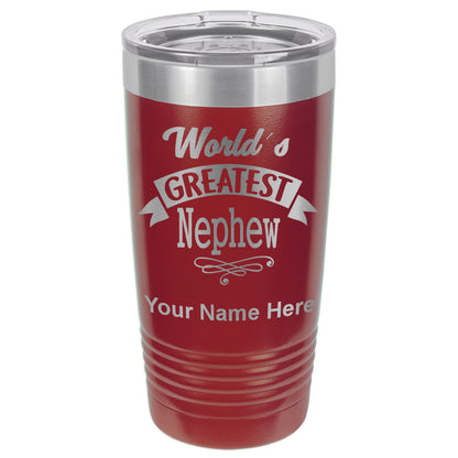 20oz Vacuum Insulated Tumbler Mug, World's Greatest Nephew, Personalized Engraving Included
