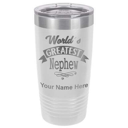 20oz Vacuum Insulated Tumbler Mug, World's Greatest Nephew, Personalized Engraving Included