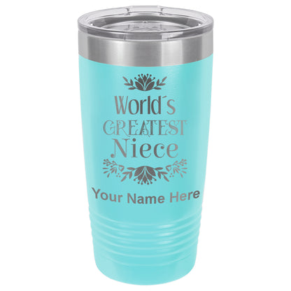20oz Vacuum Insulated Tumbler Mug, World's Greatest Niece, Personalized Engraving Included