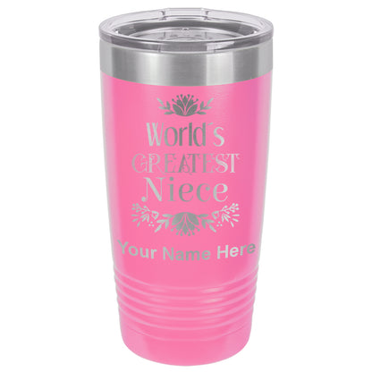 20oz Vacuum Insulated Tumbler Mug, World's Greatest Niece, Personalized Engraving Included