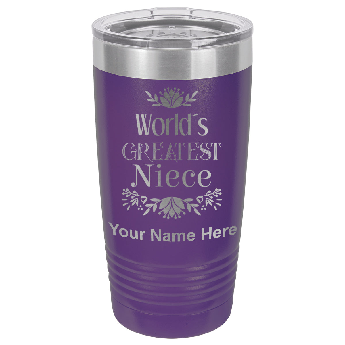 20oz Vacuum Insulated Tumbler Mug, World's Greatest Niece, Personalized Engraving Included