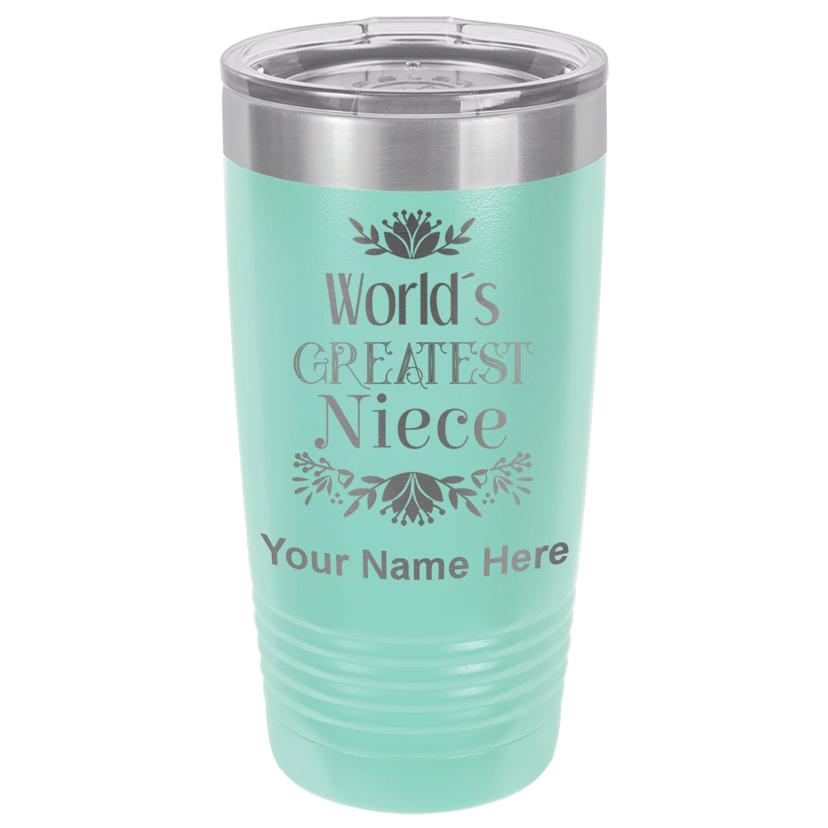 20oz Vacuum Insulated Tumbler Mug, World's Greatest Niece, Personalized Engraving Included