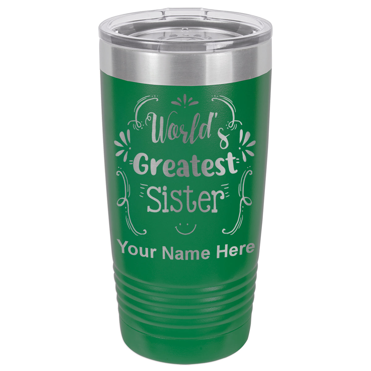 20oz Vacuum Insulated Tumbler Mug, World's Greatest Sister, Personalized Engraving Included