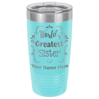 20oz Vacuum Insulated Tumbler Mug, World's Greatest Sister, Personalized Engraving Included