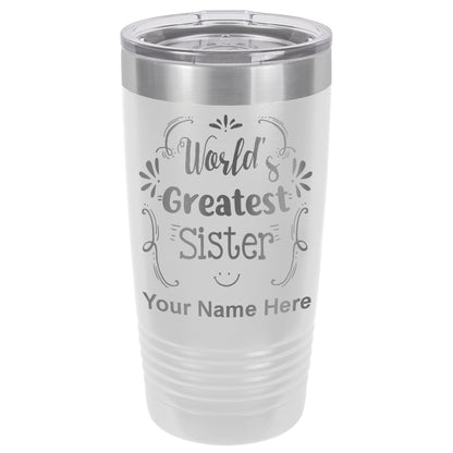 20oz Vacuum Insulated Tumbler Mug, World's Greatest Sister, Personalized Engraving Included