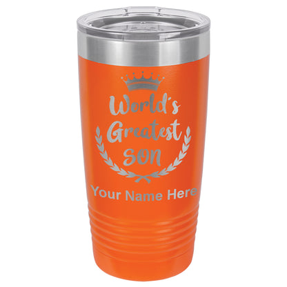 20oz Vacuum Insulated Tumbler Mug, World's Greatest Son, Personalized Engraving Included