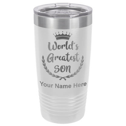 20oz Vacuum Insulated Tumbler Mug, World's Greatest Son, Personalized Engraving Included