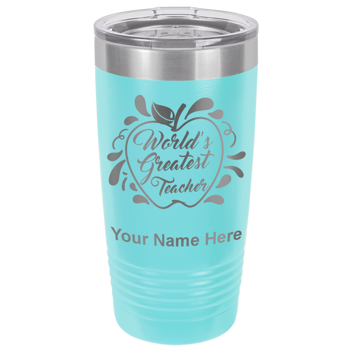 20oz Vacuum Insulated Tumbler Mug, World's Greatest Teacher, Personalized Engraving Included
