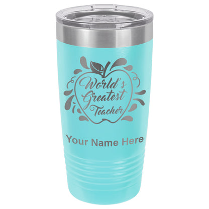 20oz Vacuum Insulated Tumbler Mug, World's Greatest Teacher, Personalized Engraving Included