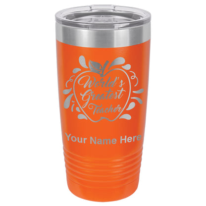 20oz Vacuum Insulated Tumbler Mug, World's Greatest Teacher, Personalized Engraving Included