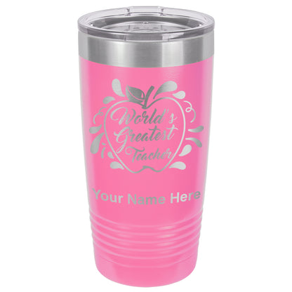 20oz Vacuum Insulated Tumbler Mug, World's Greatest Teacher, Personalized Engraving Included