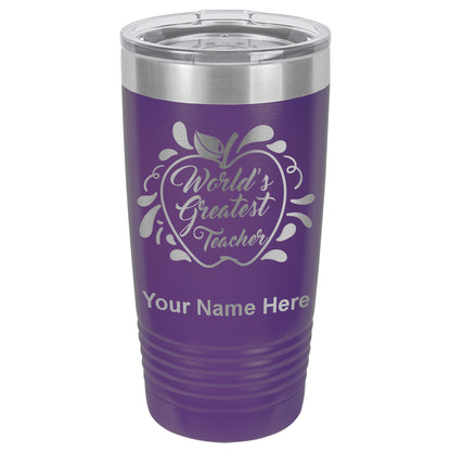 20oz Vacuum Insulated Tumbler Mug, World's Greatest Teacher, Personalized Engraving Included