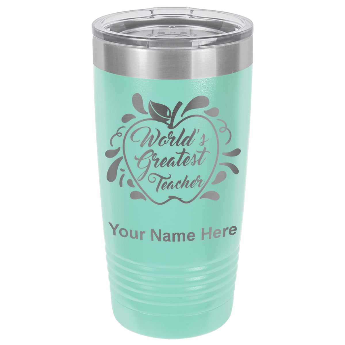 20oz Vacuum Insulated Tumbler Mug, World's Greatest Teacher, Personalized Engraving Included