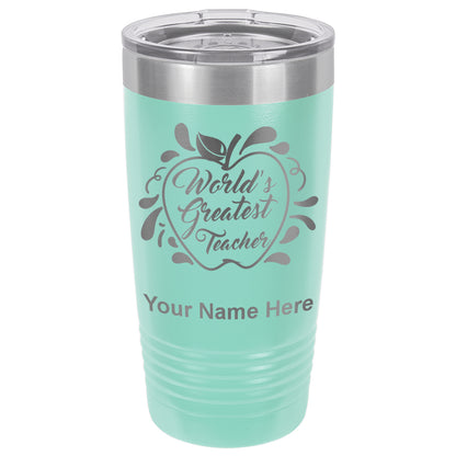 20oz Vacuum Insulated Tumbler Mug, World's Greatest Teacher, Personalized Engraving Included