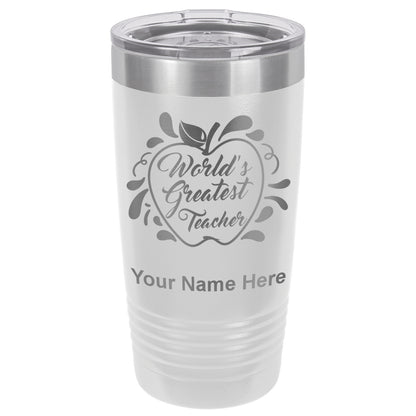 20oz Vacuum Insulated Tumbler Mug, World's Greatest Teacher, Personalized Engraving Included