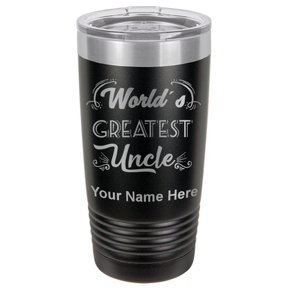 20oz Vacuum Insulated Tumbler Mug, World's Greatest Uncle, Personalized Engraving Included