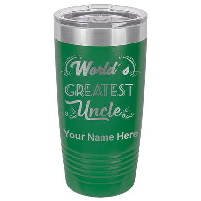 20oz Vacuum Insulated Tumbler Mug, World's Greatest Uncle, Personalized Engraving Included