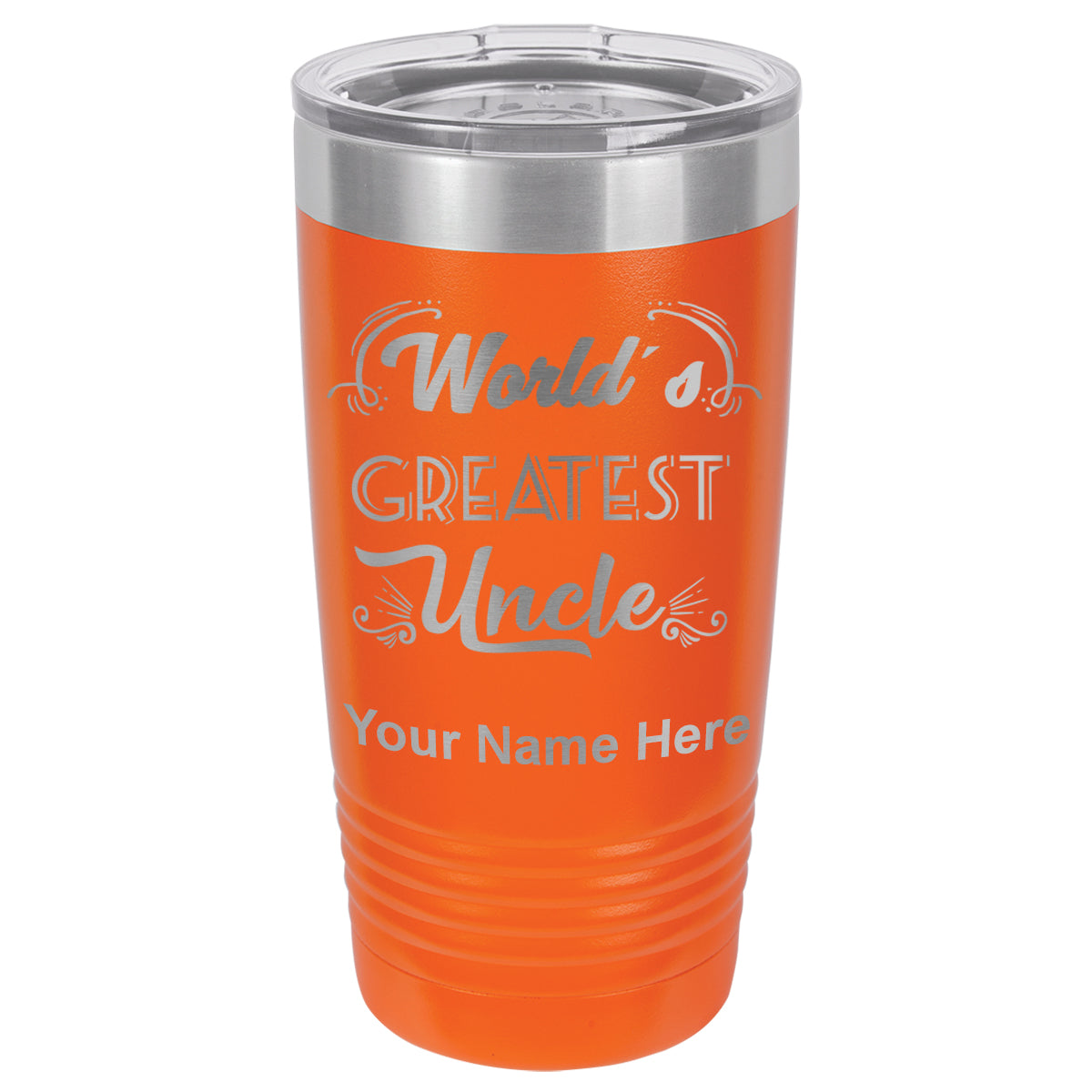 20oz Vacuum Insulated Tumbler Mug, World's Greatest Uncle, Personalized Engraving Included