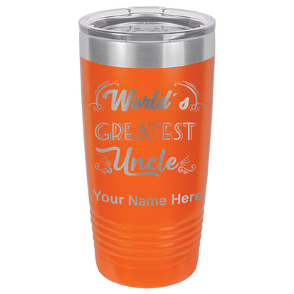 20oz Vacuum Insulated Tumbler Mug, World's Greatest Uncle, Personalized Engraving Included
