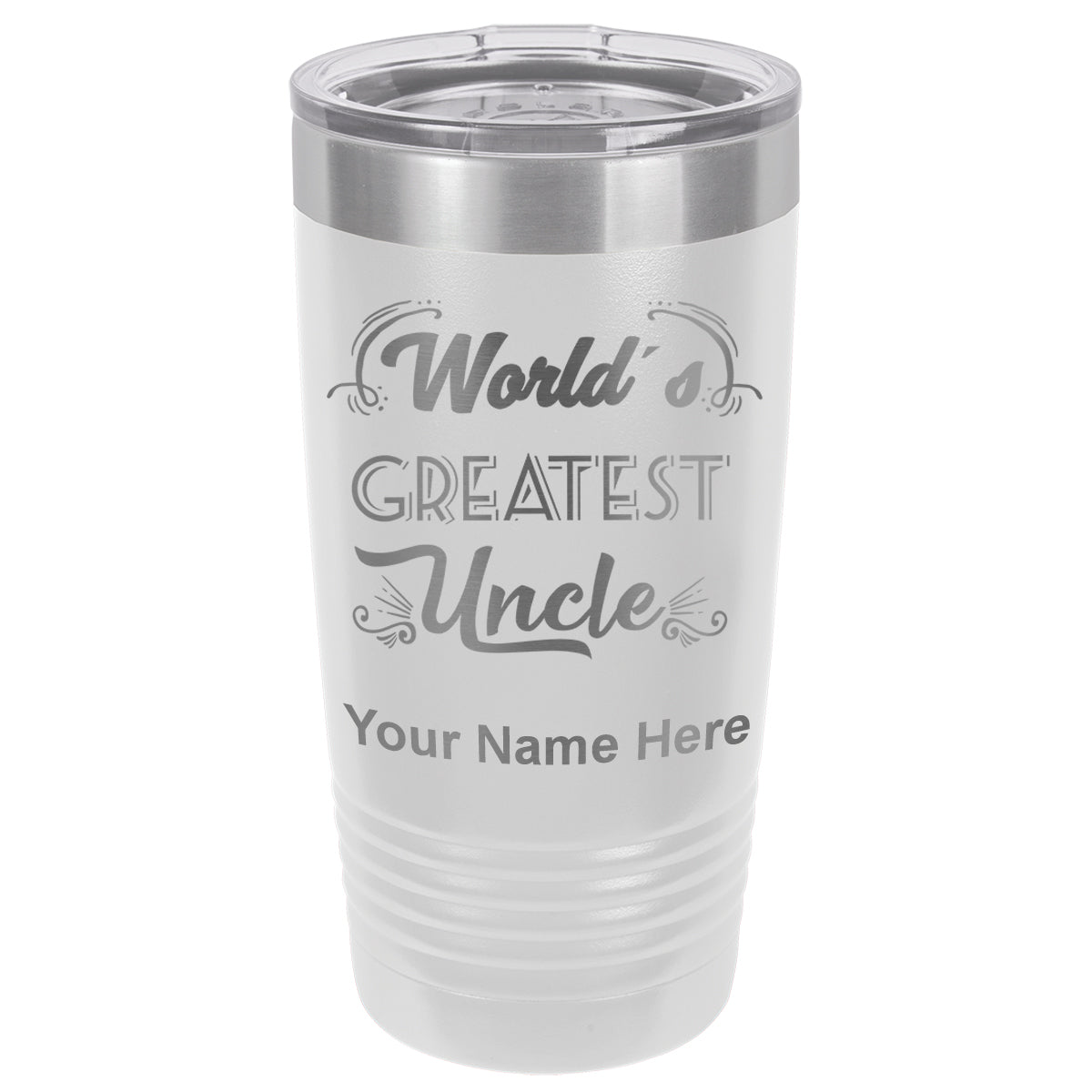 20oz Vacuum Insulated Tumbler Mug, World's Greatest Uncle, Personalized Engraving Included