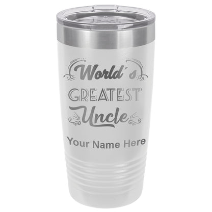 20oz Vacuum Insulated Tumbler Mug, World's Greatest Uncle, Personalized Engraving Included