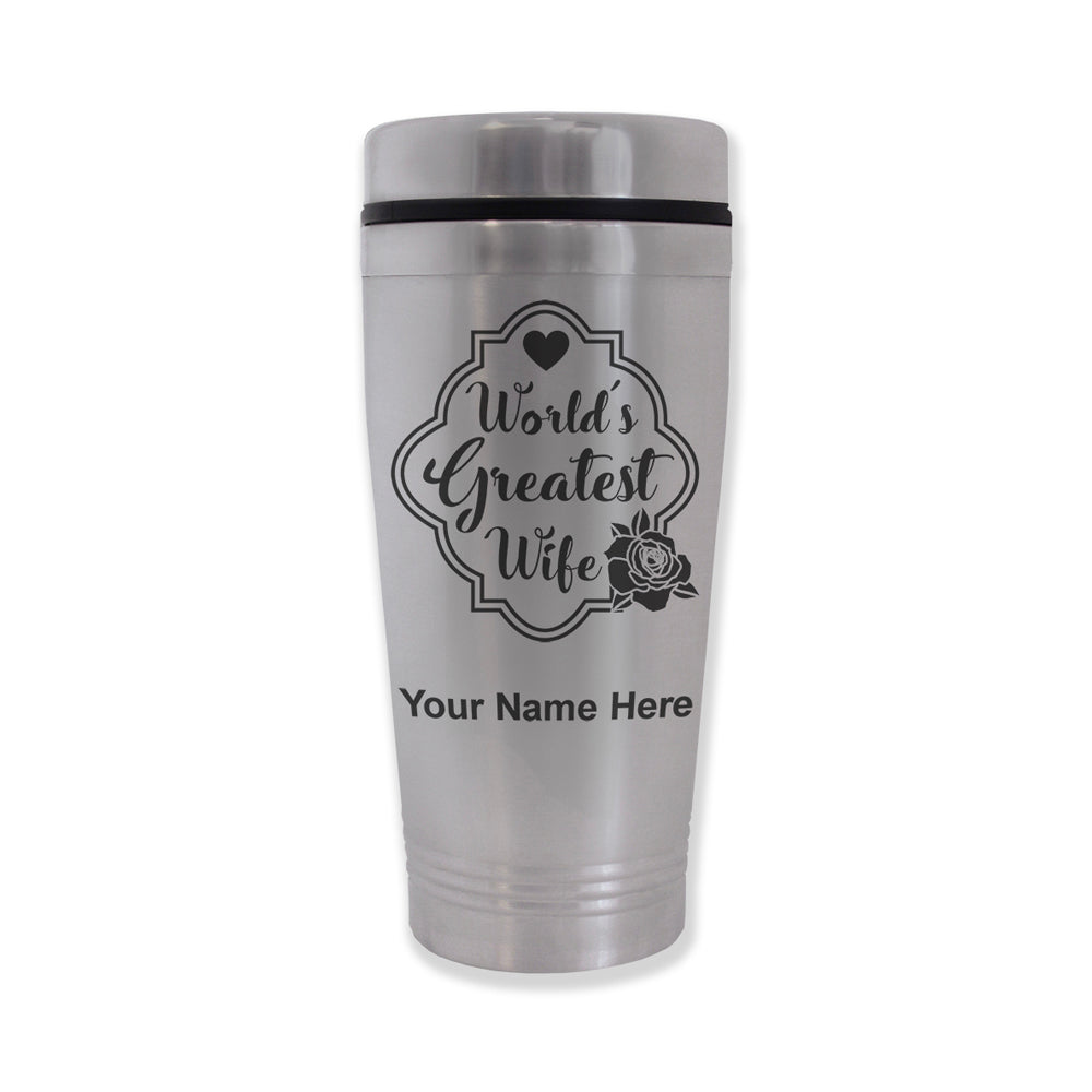 Commuter Travel Mug, World's Greatest Wife, Personalized Engraving Included