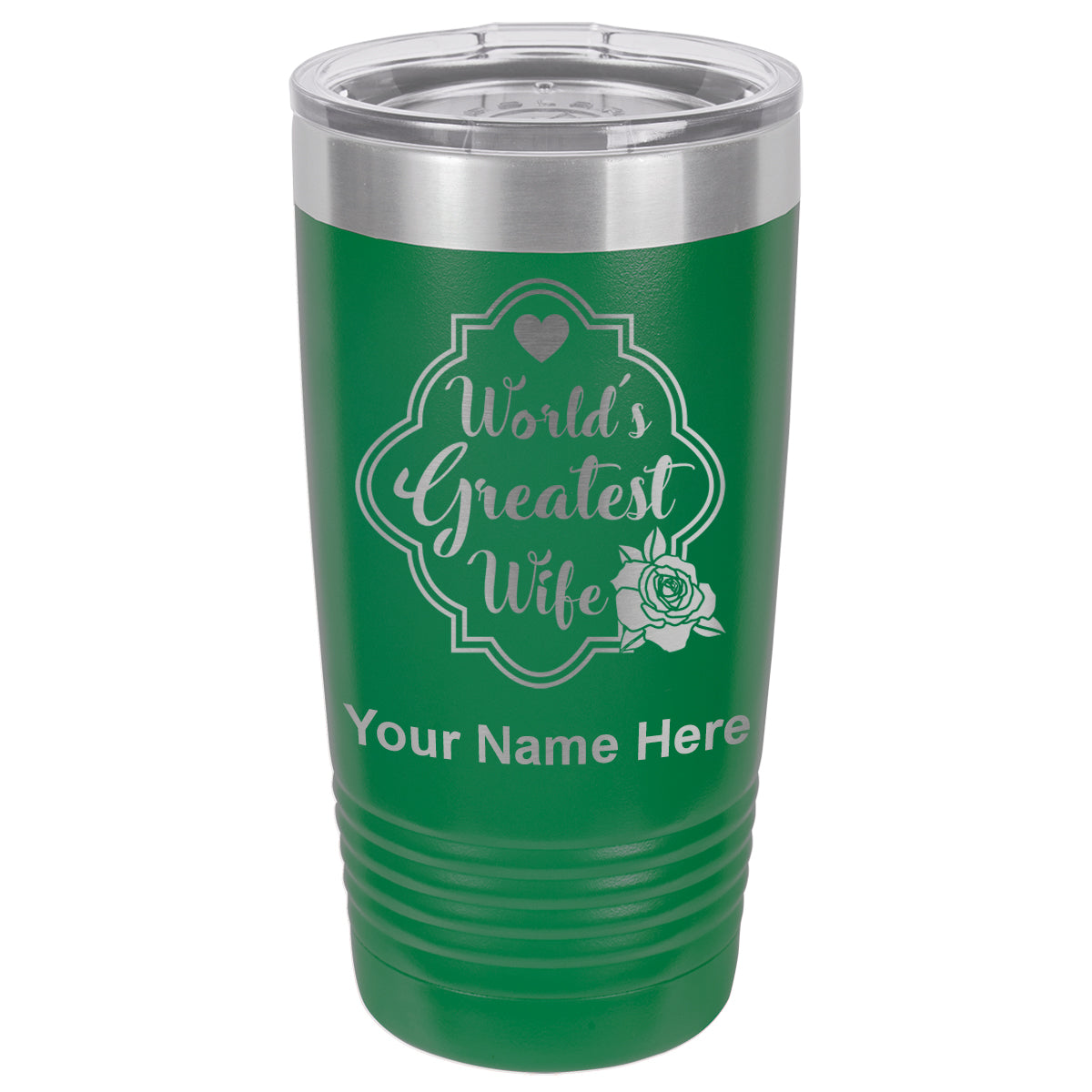 20oz Vacuum Insulated Tumbler Mug, World's Greatest Wife, Personalized Engraving Included