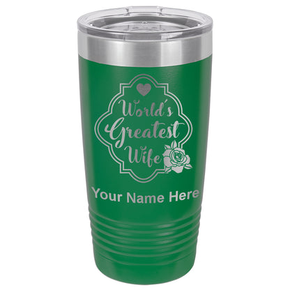 20oz Vacuum Insulated Tumbler Mug, World's Greatest Wife, Personalized Engraving Included