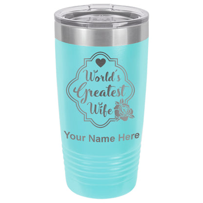 20oz Vacuum Insulated Tumbler Mug, World's Greatest Wife, Personalized Engraving Included