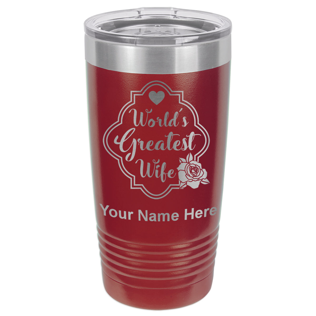 20oz Vacuum Insulated Tumbler Mug, World's Greatest Wife, Personalized Engraving Included